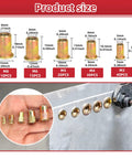 Rivet Nut Tool Kit 14 Inch Hand Riveter With 5 Metric Mandrels Pro Grade showing assorted nut sizes for auto metalwork