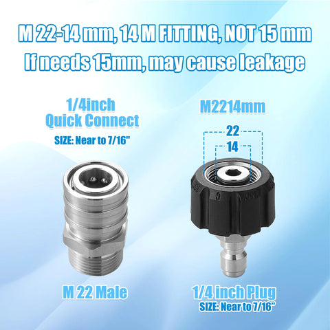RIDGE WASHER stainless steel pressure washer adapter set for gun-to-wand, M22 to 1/4-inch quick-connect, 4-piece