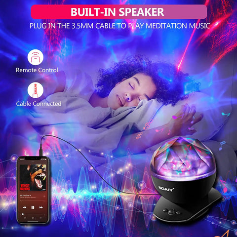 Aurora Borealis Light Projector With Remote, 8 Lighting Modes, Built In Speaker And Timer, projecting lights in bedroom