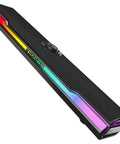 Boomin HiFi PC Speakers With Bluetooth 6.0 Dual 50mm Drivers Delivering 24W Peak Power RGB Light Bar USB C Plug And Play Gaming Desktop Sound For Computer Laptop And Tablet showing compact design and RGB light bar.
