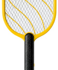 Front view of Next Level Handheld Bug Zapper Racket with batteries included, safe three-layer mesh for quick electric fly elimination.