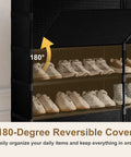 180-degree reversible cover of 54-Pair Shoe Storage Cabinet With Door And Cover 2 By 9-Tier Space Saving Plastic Shoe Rack Organizer