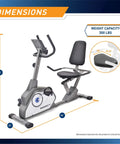 Magnetic Recumbent Exercise Bike With Eight Resistance Levels NS40502R Grey Heavy Duty Steel Frame and dimensions