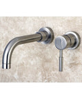 Single Handle Wall Mount Bathroom Faucet In Brushed Nickel Finish With Quarter Turn Ceramic Cartridge And Swivel Spout