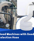 Heavy Duty 2.5 Inch By 10 Foot PVC Dust Collection Hose with 304 Stainless Steel Clamps in woodworking setup.