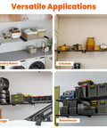 Heavy Duty Garage Wall Shelves 33 Inch By 24 Inch Black Wall Mounted Storage Shelves Kit Sturdy Steel Racks That Hold Up To 350 Pounds 2 Pack Rust Resistant Easy Assembly in various home applications including laundry, kitchen, garage, and warehouse settings.