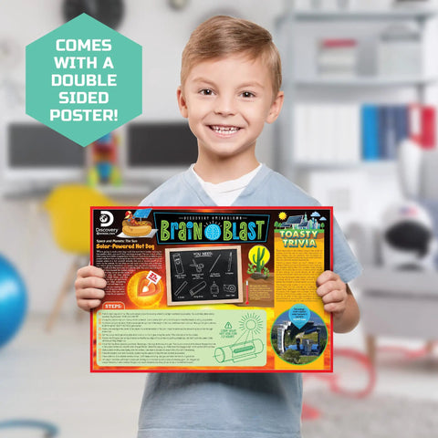 Solar Robot Creation Kit With 197 Pieces And 12 Real Working Robots From One Set, Solar Powered Motorized Engine, Gear System, Tires And Shafts, STEM Construction Playset For Ages 8 And Up poster shown with a boy