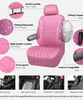 Blinged Out Pink Leather Car Seat Covers Full Set Waterproof Glitter Crystal Rhinestone Sparkle With Universal Fit for Cars