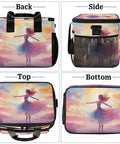 Insulated Picnic Backpack For Women And Men With Large Lunch Box featuring colorful artistic design, various angles displayed