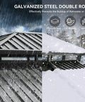 12X20Ft Gazebo With Hard Top And Double Roof, Aluminum Frame, All Weather Patio Tent With Curtains And Netting For Patios Backyards Decks And Lawns No Fuss Setup Gray showing galvanized steel double roof in rain and snow