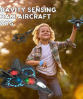 Child flying Dual Mode RC Airplane Toy With Watch Remote 2025 Fighter Jet 360 Degree Flip Stunts Gravity Sensing outdoors