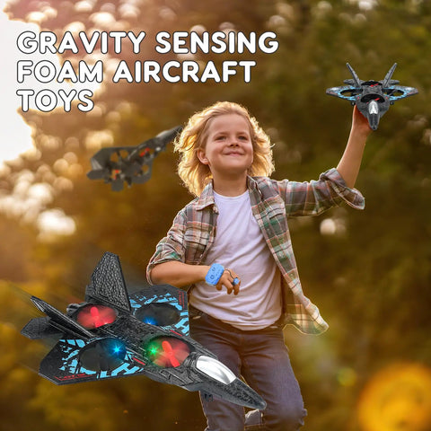 Child flying Dual Mode RC Airplane Toy With Watch Remote 2025 Fighter Jet 360 Degree Flip Stunts Gravity Sensing outdoors