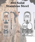 4 Pack M20 Lifting Single Pulley Block with 304 Stainless Steel Construction, shown in climbing setup