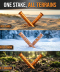 High Visibility Aluminum Tent Stakes 6-Pack, 12.6 Inch U-Shape Sand-Grip For Soft Ground in sand, snow, and dirt