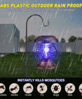 Solar Bug Zapper Outdoor Waterproof Mosquito Killer Lamp With Plastic Ring For Yard And Patio Solar Powered Insect Zapper Antique Bronze Finish Pack Of 2 Easy Switch Nighttime Bug Light hanging in the rain