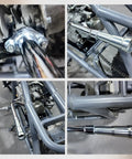Three Stage Exhaust System With Stainless Silver Tip for Predator 212cc and 196cc 6.5HP Engines installed on a mini bike frame.