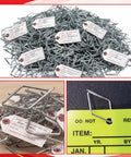 One Thousand Heavy Duty Bulk Diamond Tag Fasteners For Fire Extinguisher Inspection Tags With Secure Metal Clips showing steel clips with safety tags.