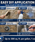 Easy DIY application steps for Slick Wet Look Stone Sealer Hella Durable Water Based Color Enhancer For Outdoor Pavers Concrete Patio Driveway Brick Masonry Rock Solid Finish In One Full Gallon.