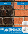 Before and after application of Built Tough Penetrating Brick Sealer And Mortar Waterproofer blending silane siloxane chemistry.