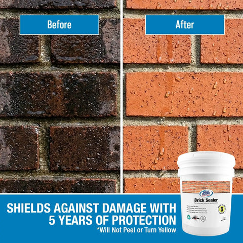 Before and after application of Built Tough Penetrating Brick Sealer And Mortar Waterproofer blending silane siloxane chemistry.