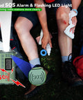 Grab And Go Weather Radio With AM FM NOAA Alerts Hand Crank Emergency Power shown with SOS alarm in outdoor emergency use