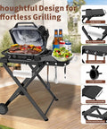 Heavy Duty Foldable Outdoor Grill Stand With Wide Ninja Woodfire And Blackstone Compatibility on patio with open grill