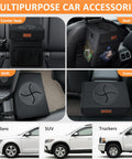 Back Seat Hanging Car Trash Can With Lid Leak Proof Automotive Garbage Bin in various car placements.