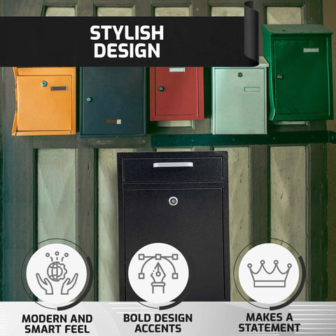Multiple colored locking mailbox wall mount outdoor steel with keys large weatherproof drop box for home and office galvanized