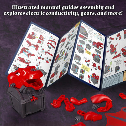 Hands On Robotic Dragon Coin Bank Kit For Kids 8 Plus Learn Circuits Gears And Engineering assembly manual and pieces