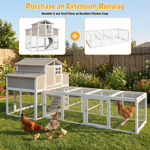 Large Chicken Coop With Four Nesting Boxes For Four To Six Hens Outdoor Wooden Poultry Cage With Pull Out Tray in backyard