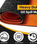 Close-up of Heavy Duty Oil Spill Mat For Garage Floors 64 By 32 Inches, showing rubber backing and absorbent surface.