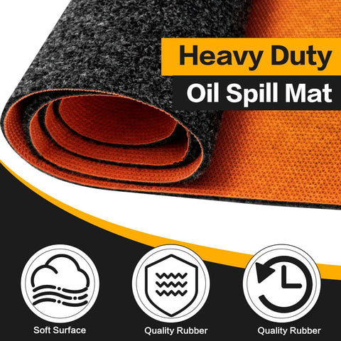 Close-up of Heavy Duty Oil Spill Mat For Garage Floors 64 By 32 Inches, showing rubber backing and absorbent surface.