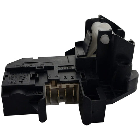 Door Latch Lock Switch Replacement For Washing Machines WH44X10288, black plastic assembly, angle view, 120V 60Hz, easy install.