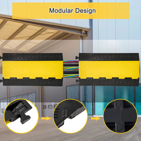 Beefy 5 Channel Cable Ramp Protector For Driveway And Outdoor Use showing modular design and interlocking features