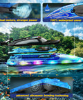 Exploded view of Fast Remote Control RC Boat With LED Lights For Pools And Lakes 2 4GHz Racing Electric Boat For Kids Ages 8 To 12 Waterproof