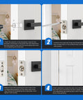 Steps for installing Interior Door Ball Catch Kit 4 Pack, Dual Adjustable Ball Bearing Latches With Stainless Steel Strike Plate on a door.