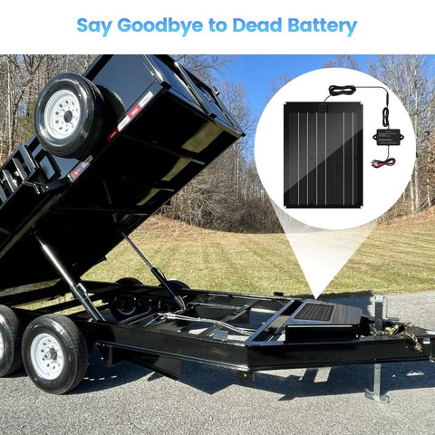 15W Solar Panel Kit With Built In Maintenance Pulse And MPPT Controller For 12V Lead Acid Batteries on dump trailer