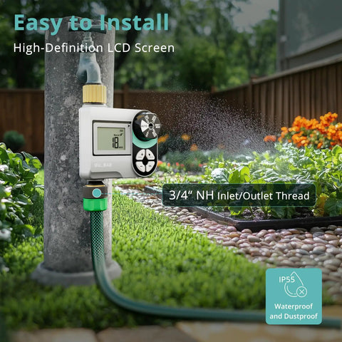 Brass Sprinkler Timer For Garden Hose Faucet With Waterproof HD Screen, Programmable Rain Delay, Manual And Automatic Irrigation