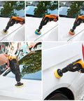 Pro Grade Car Foam Drill Polishing Pad Kit 22 Piece with 3 Inch Sponge Pads used on car panel for detailing and waxing