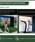 DIY Home Golf Simulator Enclosure Kit With Impact Screen Surround And Cushioned Padding For Indoor Practice Budget Friendly Setup Poles Not Included 10 Ft 10 In By 8 Ft 4 In By 5 Ft displayed with assembly
