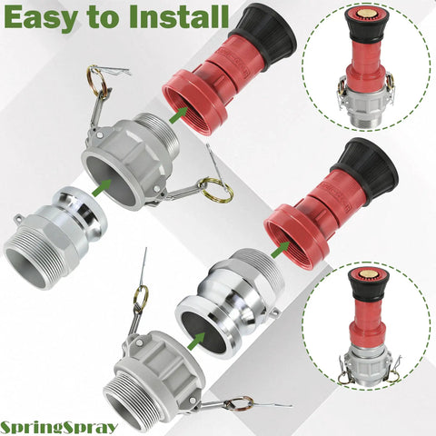 Built Tough 2-Inch NPSH Fire Hose Nozzle With Aluminum Camlock Fittings Constant Flow Fog Nozzle assembly diagram