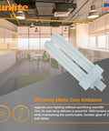 Compact Fluorescent Plug-In 4 Pin GX24q3 Base Triple Tube Bulb, 26 Watts, 1800 Lumens, 2700K Soft White, bulb in modern office