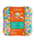 Welly first aid kit tin with colorful emoji-pattern wrap and orange information panel.