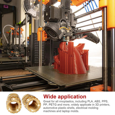 3D printer using One Fourth Threaded Brass Knurled Heat Set Inserts Kit, 30 Pack, Great For 3D Printing And Plastic Parts