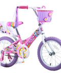Girls 16 Inch BMX Bike With Training Wheels, Utility Basket And Streamers, Pink Kid Bike For Beginners Aged 4 To 9, Lightweight Steel Frame