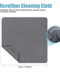 Gray microfiber cleaning cloth, 6x6 inches, folded corner, soft textured weave