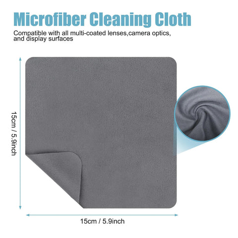 Gray microfiber cleaning cloth, 6x6 inches, folded corner, soft textured weave