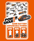 Power Share battery types for 20V Cordless Multi Tool With Variable Speed And Adjustable Angles, Powerful Cutter Sander Scraper Grinder.