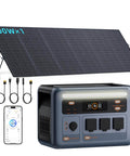 1024Wh Portable Power Station Delivers 1800W Continuous Power for Home Backup Camping RV Trips and Off Grid Adventures with solar panel.