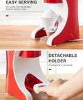 Top Tier Slushie Machine And Snow Cone Maker For Cold Brew Slush Blasts And Block Party Vibes, red ice shaver with detachable holder.